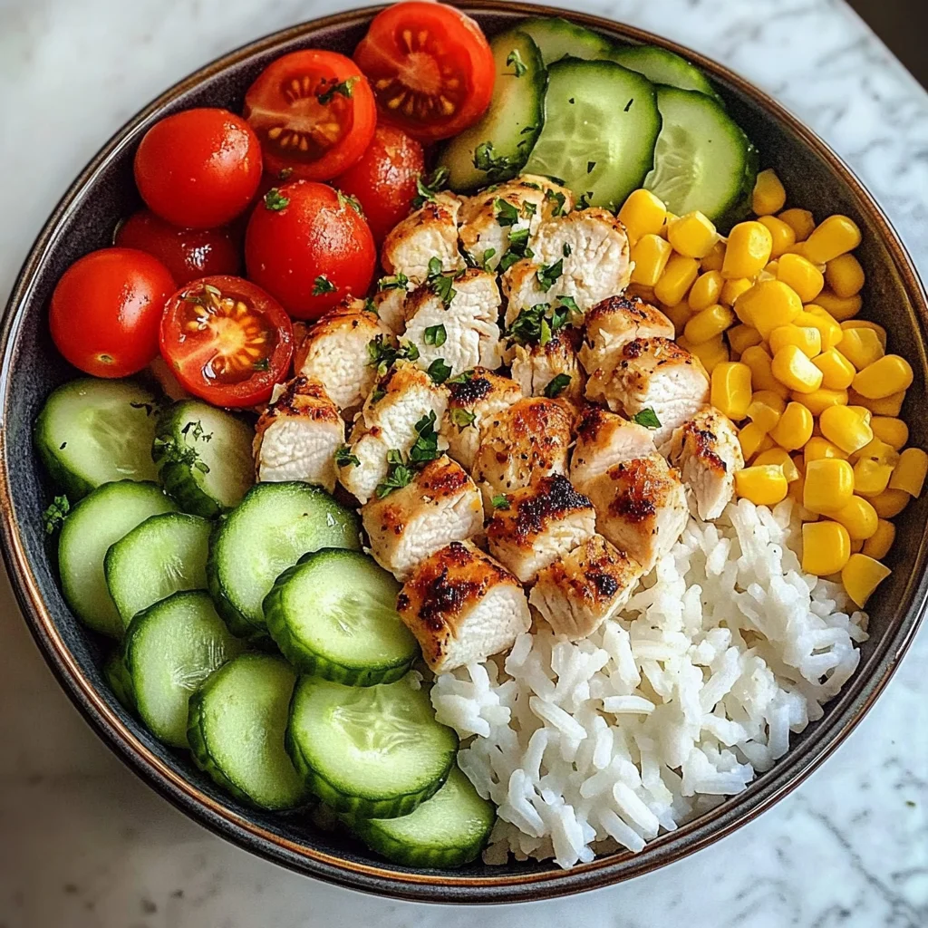 Chicken and Veggie Rice Bowl with Mozzarella