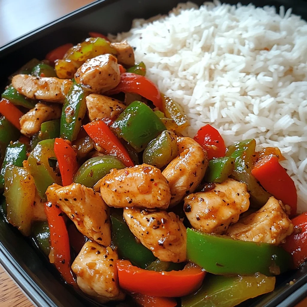Pepper Chicken Stir-Fry with Fluffy Rice