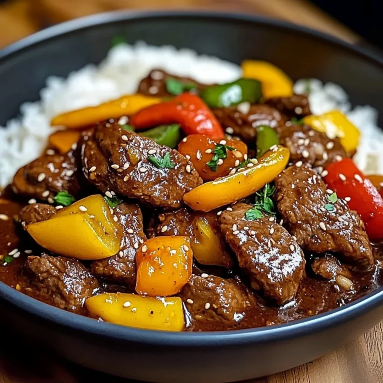 Black Pepper Beef Stir-Fry with Rainbow Peppers and Sesame Finish