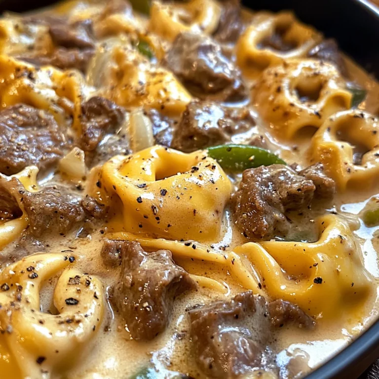 Cheesesteak Tortellini in Creamy Provolone Sauce