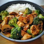 Chicken, Broccoli & Mushroom Stir-Fry with Steamed Rice