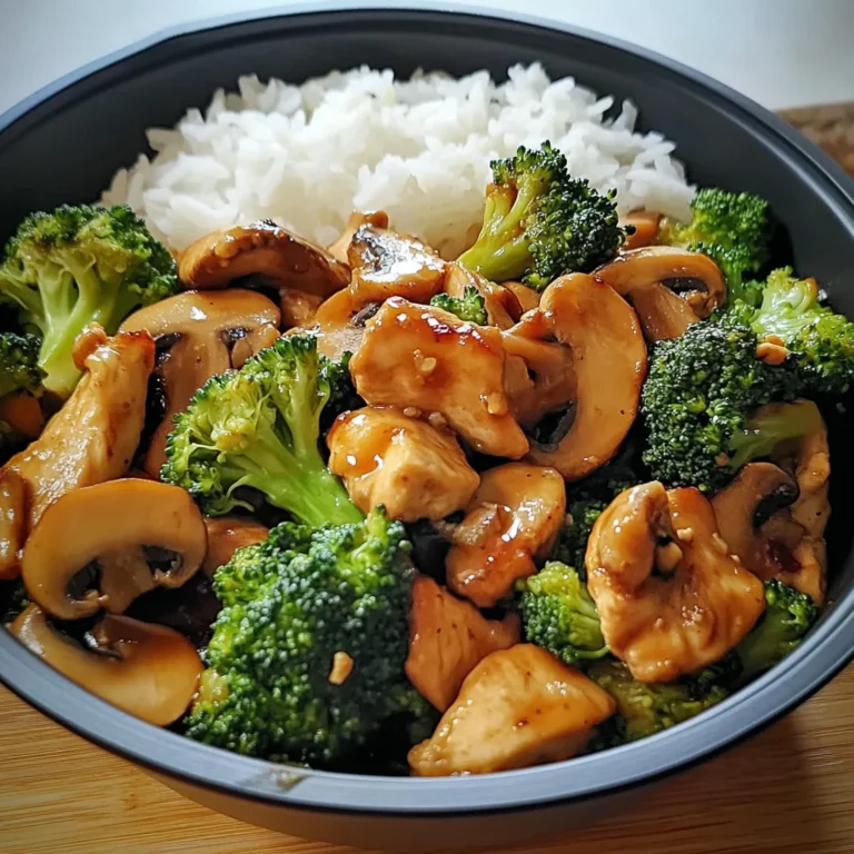 Chicken, Broccoli & Mushroom Stir-Fry with Steamed Rice
