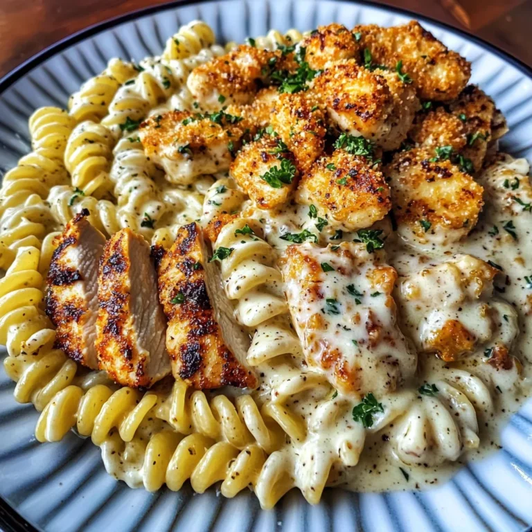 Creamy Alfredo Chicken Rotini with Cajun Butter Drizzle