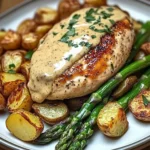 Creamy Dijon Chicken with Asparagus & Roasted Potatoes
