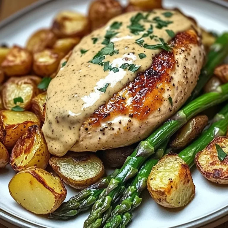 Creamy Dijon Chicken with Asparagus & Roasted Potatoes