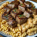 Creamy Garlic Butter Steak Bites with Spicy Cajun Alfredo Twisted Pasta