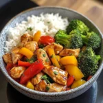 Garlic Chicken Stir-Fry Bowl with Broccoli Rice
