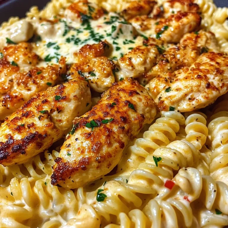 Garlic Parmesan Chicken Rotini in ThreeCheese Cajun Cream Sauce
