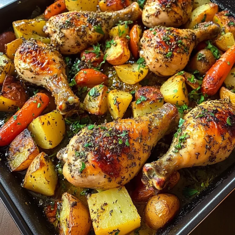 Herb Roasted Chicken Drumsticks with Roasted Potatoes & Veggies