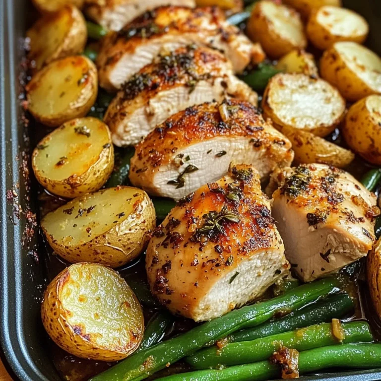 One-Pan Garlic Herb Chicken with Crispy Potatoes & Green Beans