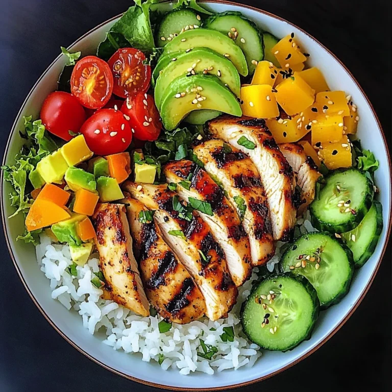 Rainbow Grilled Chicken Rice Bowl with Avocado & Crunchy Salad