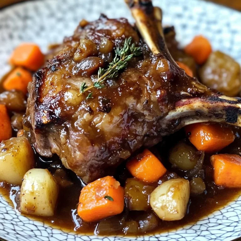 Red Wine Braised Lamb Shank with Root Vegetables