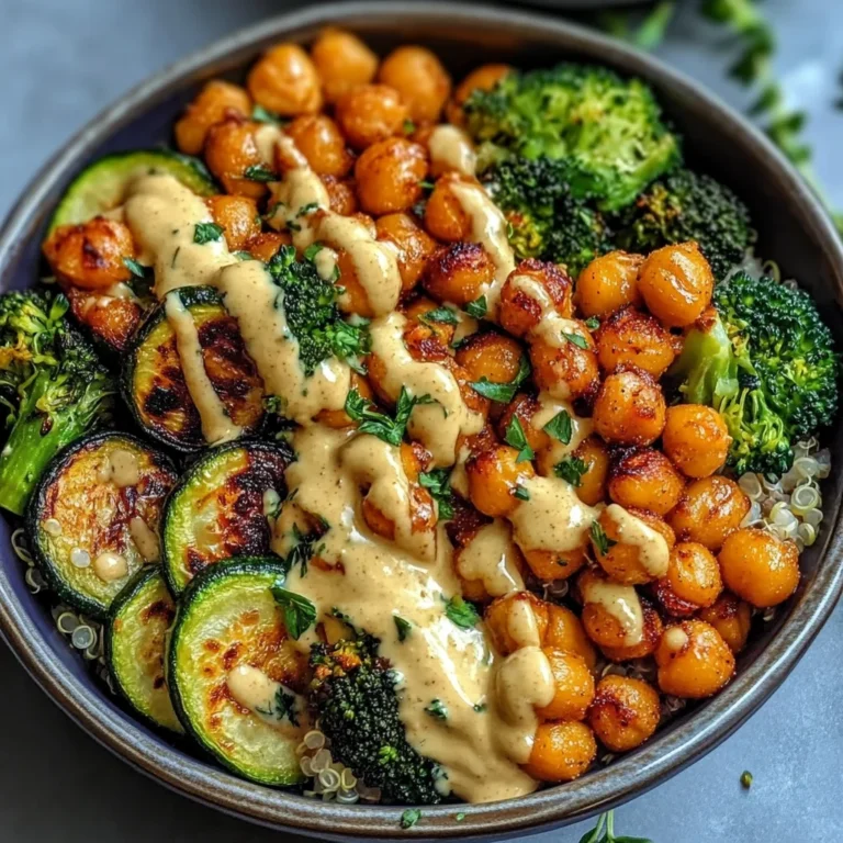 Roasted Veggie Chickpea Bowls with Maple Dijon Tahini Dressing