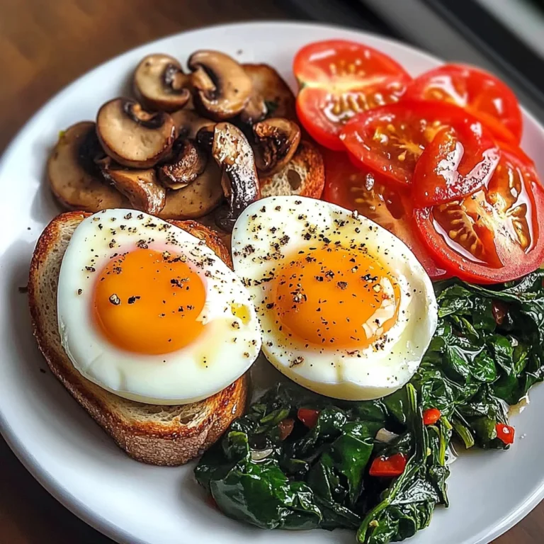Savory Breakfast Plate with Soft Eggs, Toast & Greens