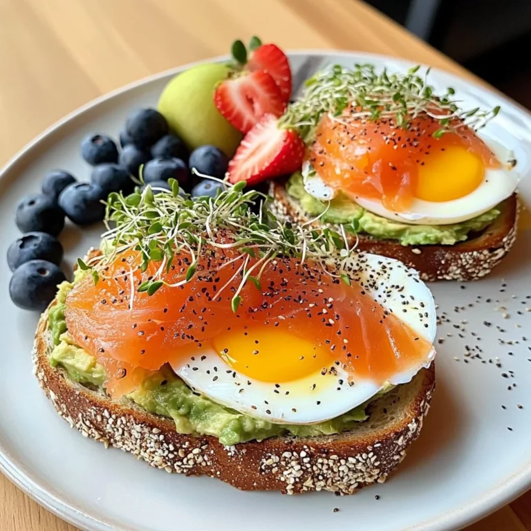 Smoked Salmon & Egg Avocado Toast Plate with Fresh Fruit & Tea