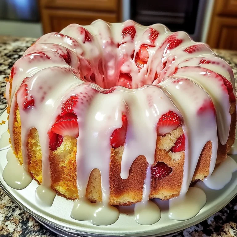 Strawberry Cream Cheese Pound Cake with White Glaze