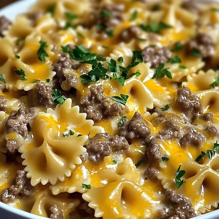 Garlic Butter Beef & Cheesy Bowtie Pasta