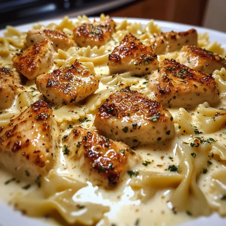 Mozzarella Garlic Butter Chicken Bowties in Cheesy Cream